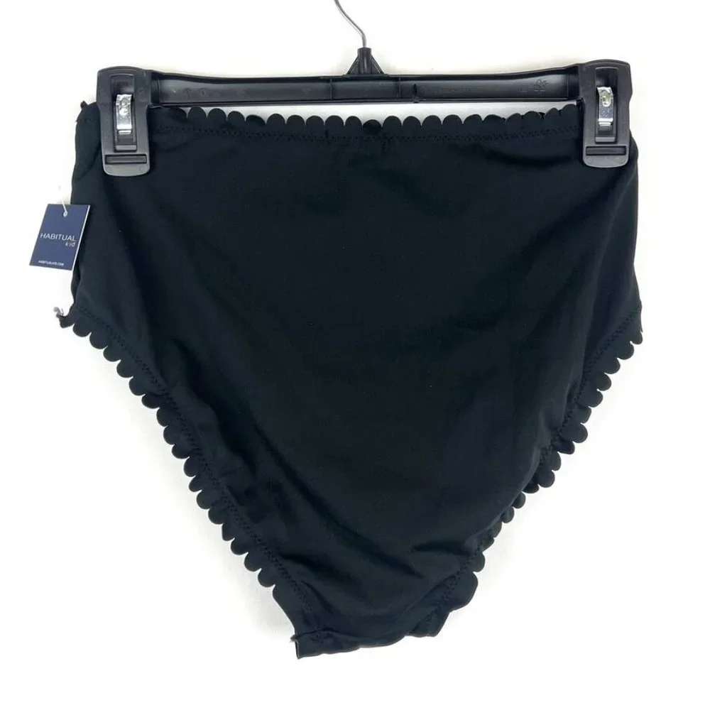 Habitual Girl’s Black High Rise Scalloped Bikini Bottom Size 16